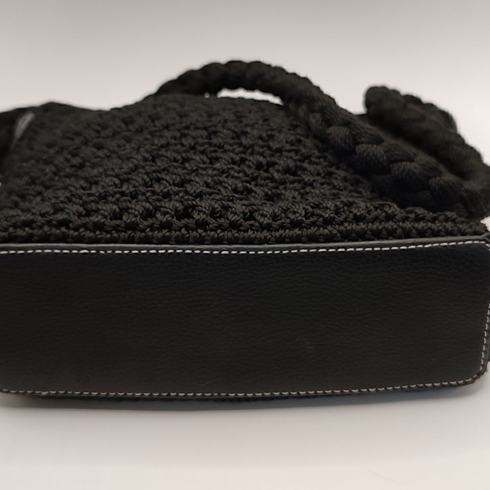 Luxy Black Crochet and Leather Shoulder Bag - Picture 4 of 9